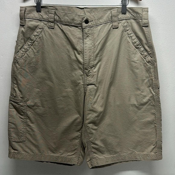 Carharatt Work Short Shorts Canvas Utility Khaki Light Tan Brown Mens Size 38 - Picture 2 of 7